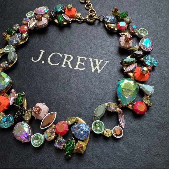 J. Crew multi-color Iridescent Crystal Cluster Necklace. - Picture 3 of 6